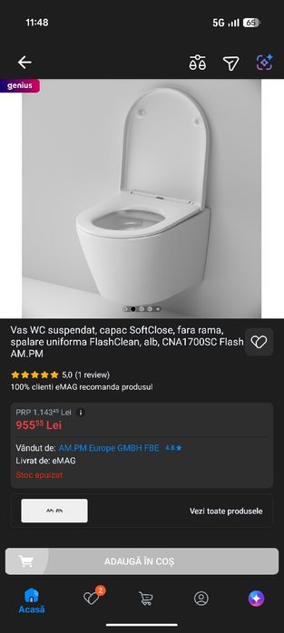 Vas WC Suspendat cu capac SoftClose alb AM.PM