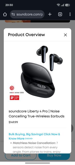 Като нови Bluetooth слушалки Soundcore Liberty 4 Pro