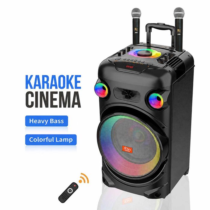 RGB Boxă portabilă SING-E JQS913 12" 80W cu 2 microfoanele JBL PartyBox sistem de boxe pentru Karaoke