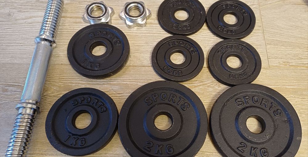 Set 2 gantere greutati sala forta 10 kg fiecare bare otel