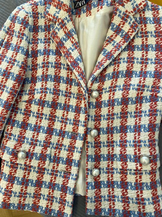 Пиджак в клетку zara