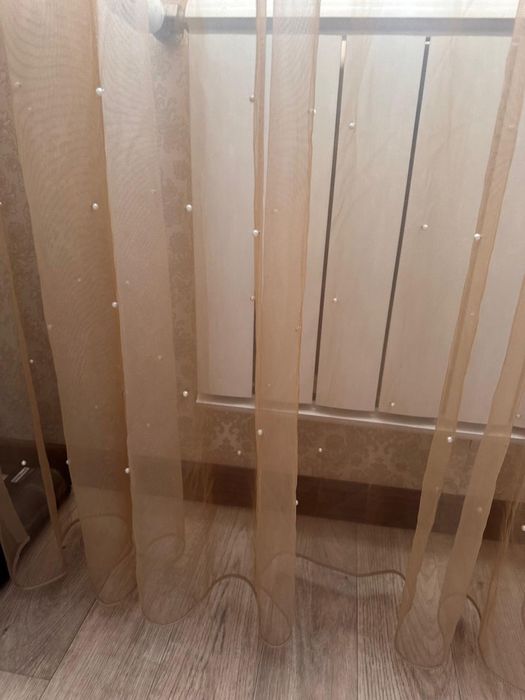 Продам тюль с бусинками жемчуг