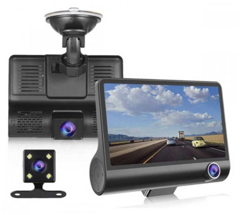 Видеорегистратор Full HD 1080P с 3 Камери и 4 Дисплей