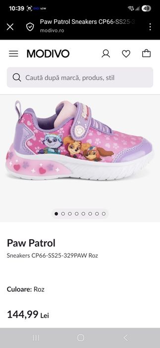 Sneakers/adidași fetițe Paw patrol cu luminițe 29