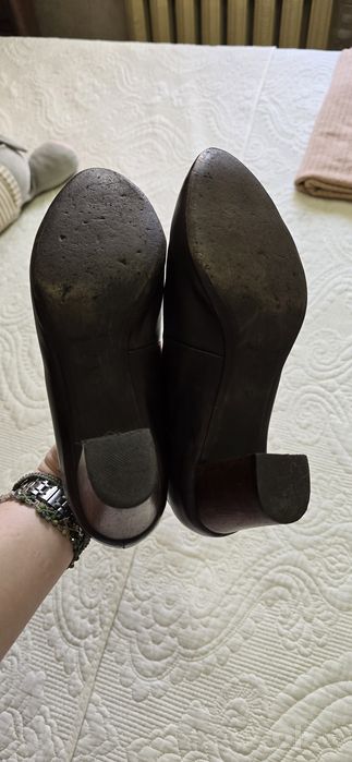 Женские туфли, шоколадный цвет, кожа, 38р.