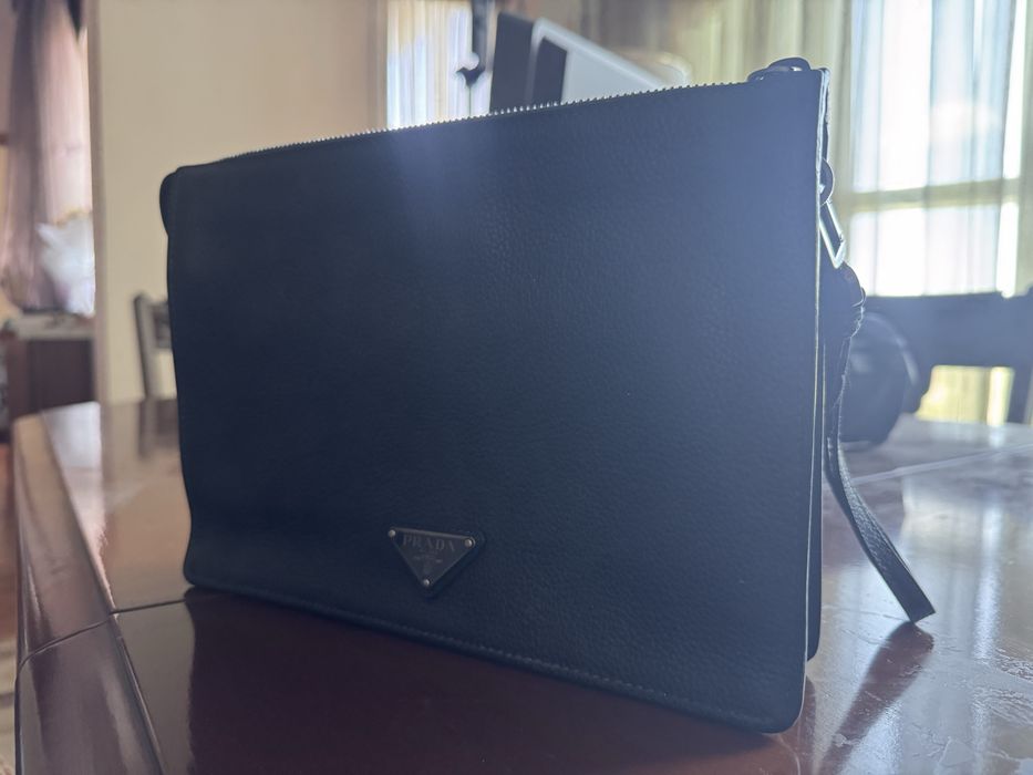 Мужской кожаный клатч Prada (сумка, барсетка Prada)