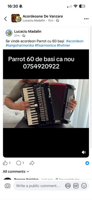 Acordoen Parrot cu 60 de basi ca nou