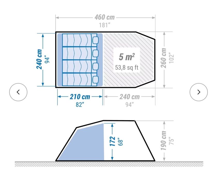Палатка 4 местна Decathlon