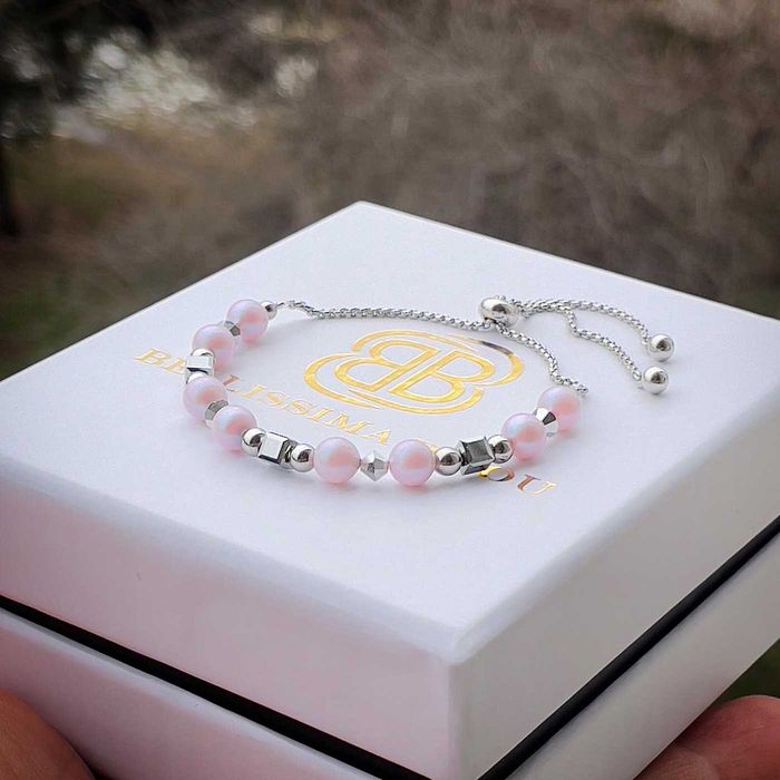 Дамска Гривна с Перли и Кристали Swarovski Перфектният Подарък!