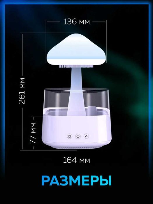 Аромадиффузор Гриб 3в1 увлажнитель и ночник