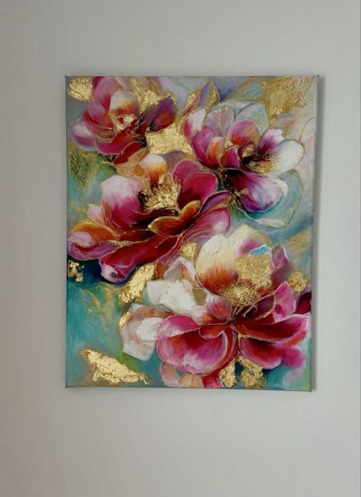 Vand tablou ulei pe panza si foita aur