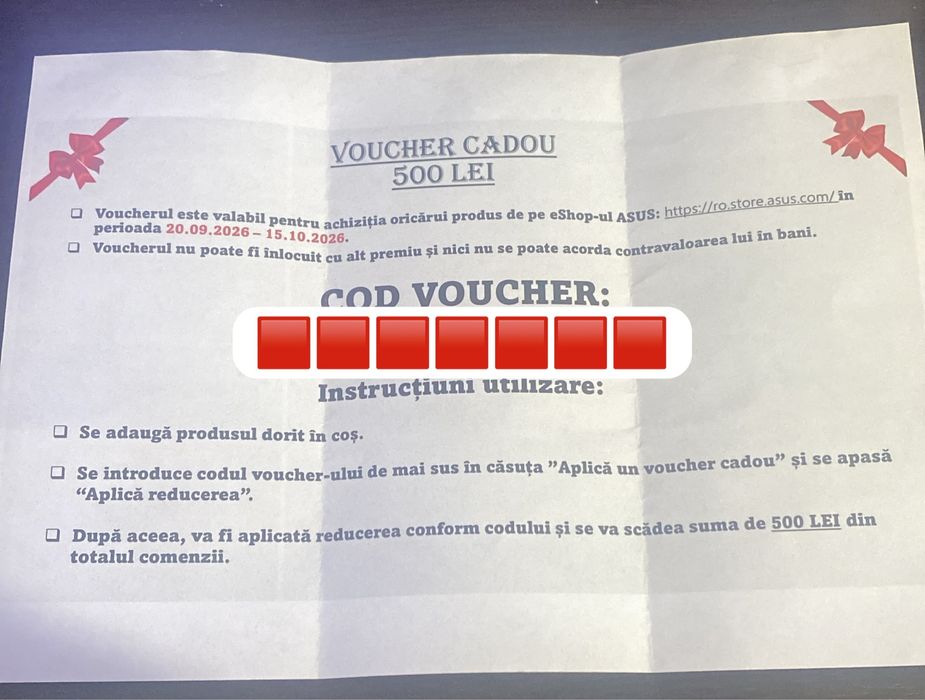 Voucher asus 500 lei