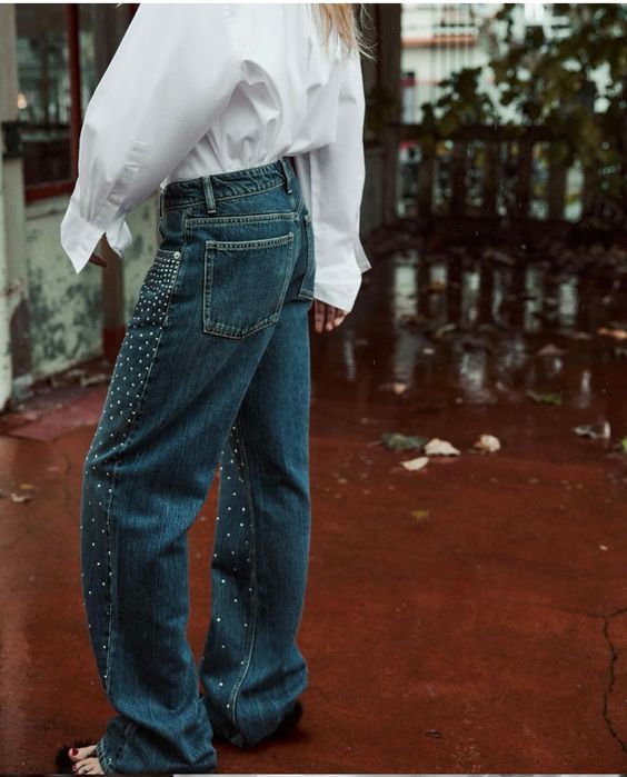 Дънки с камъни ZARA 36-38 размер