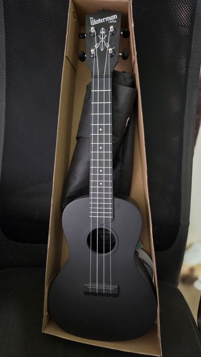 Kala Waterman концертно укулеле черно с калъф