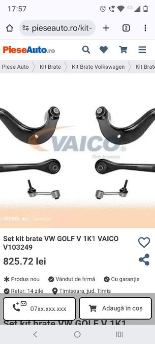 Set chit brațe wv golf 5 spate 1k1