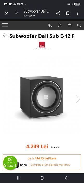 difuzor bas 30cm subwoofer/woofer Dali e 12f vand/schimb
