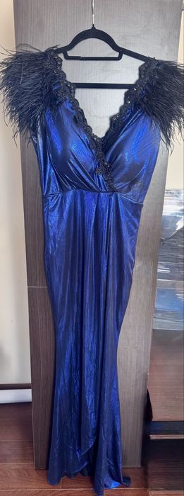 Rochie eleganta albastru metalizat