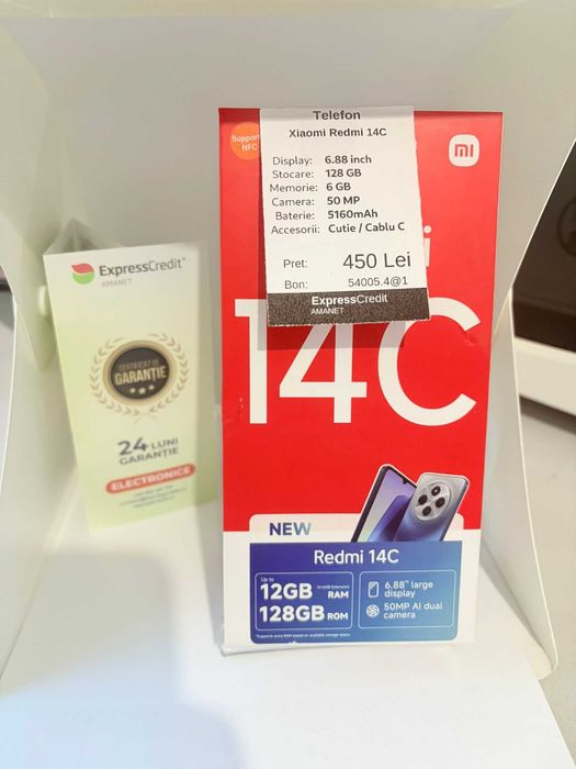 Telefon Xiaomi Redmi 14c 6/128GB (Ag1 Alexandur B54005.4) Garantie 2 ani!