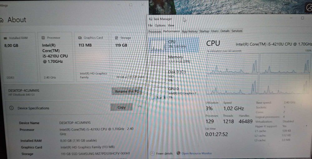 14' FullHD HP Elitebook 840 G1 Intel Core i5-4210U/128GB SSD/8GB/Бат.2