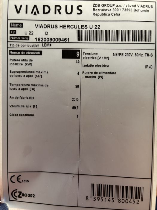 Vand Centrala incalzire Viadrus