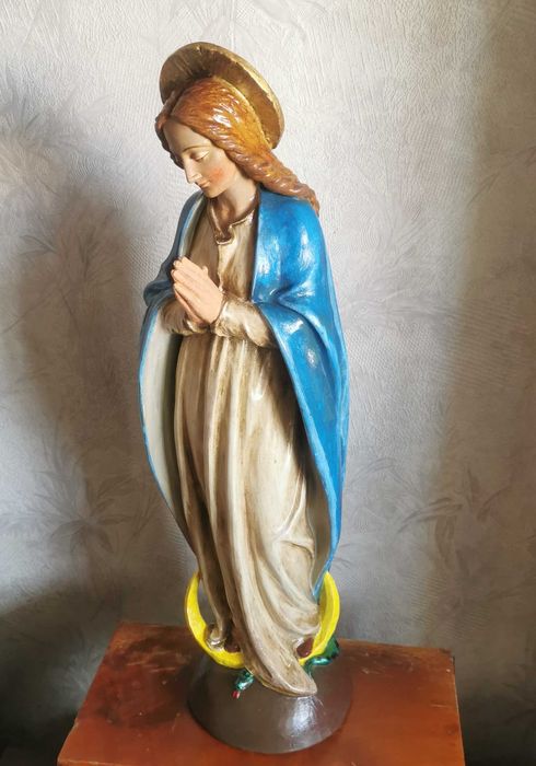 veche statueta catolica Fecioara Maria icoana statuie vintage