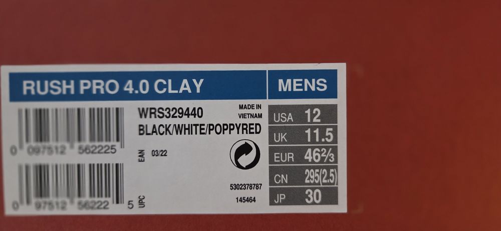 Pantofi tenis Wilson Rush Pro 4.0 Clay – noi, mărimea 46⅔