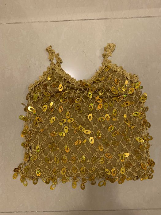 Vand top rosu matase, top paiete auriu sau rosu, marime M-L