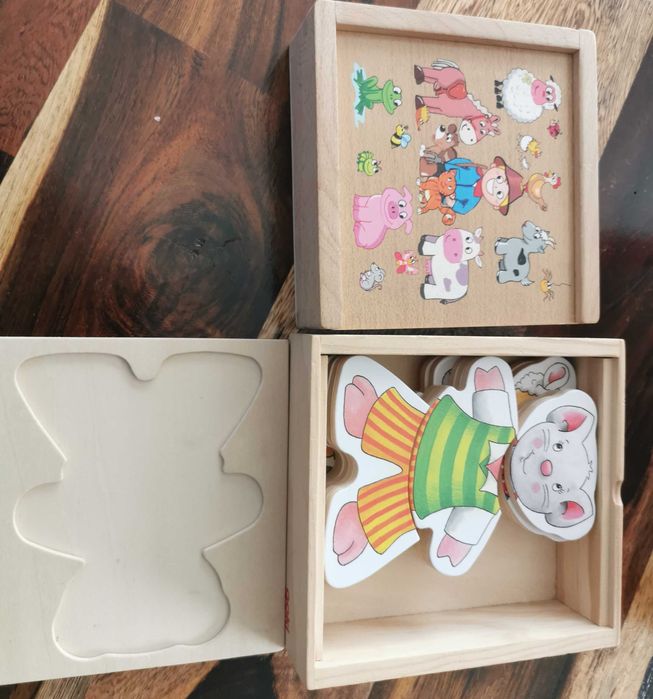 Дървени занимателни играчки.