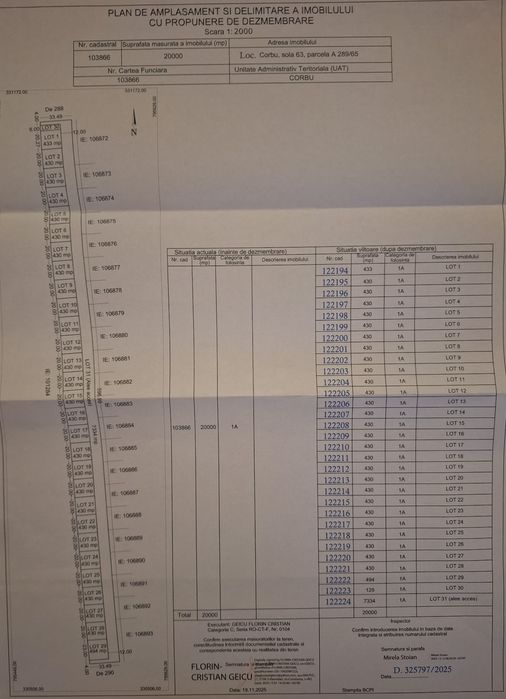 Proprietar loturi intravilan Corbu,Constanța,vedere la mare si in rate