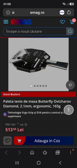 Vând paletă de tenis de masă Butterfly