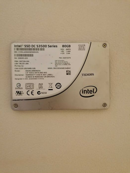 SSD 80 gb Intel 120 128 160 180 240 250 256 480 500 512 960gb 1Tb