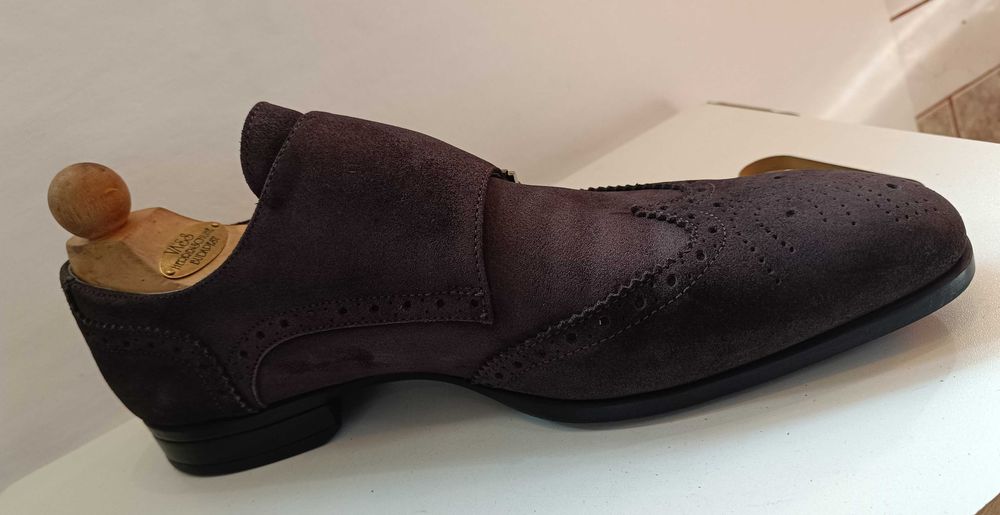 Pantofi monk 44 44.5 de lux GREVE NOI lucrati manual piele naturala