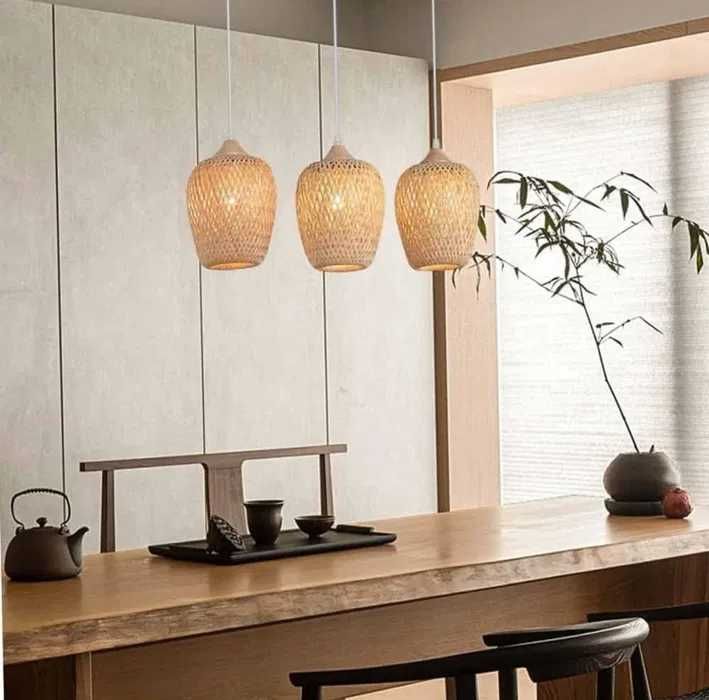 Ратан Бамбук таванна лампа в китайски стил намален на 120 лв