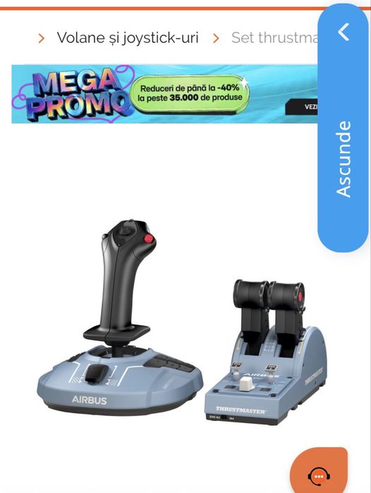 Set Thrustmaster - TCA Officer Airbus Edition, PC, albastru