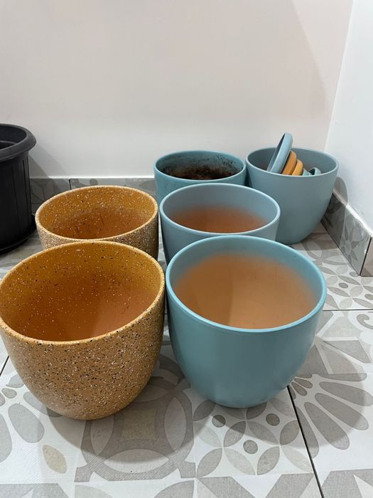 Горшок для цветов керамика, с поддонами, 6 шт за 5000 тг