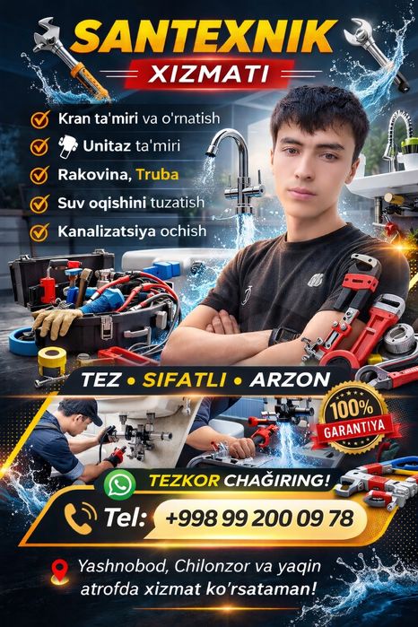Santexnik xizmat | 24/7 Tezkor ustа | Chilonzor