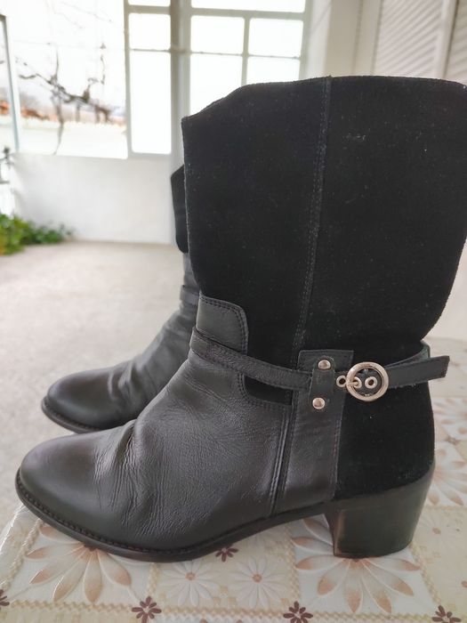 Ботуши, естествена кожа и велур