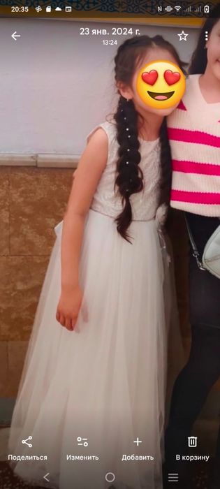 Продам платье белое одевали 2раза .