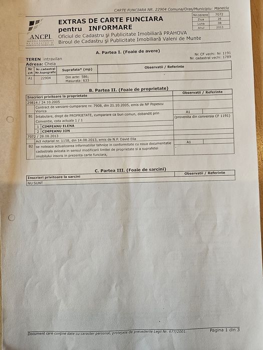 Teren intravilan Cheia ,Prahova