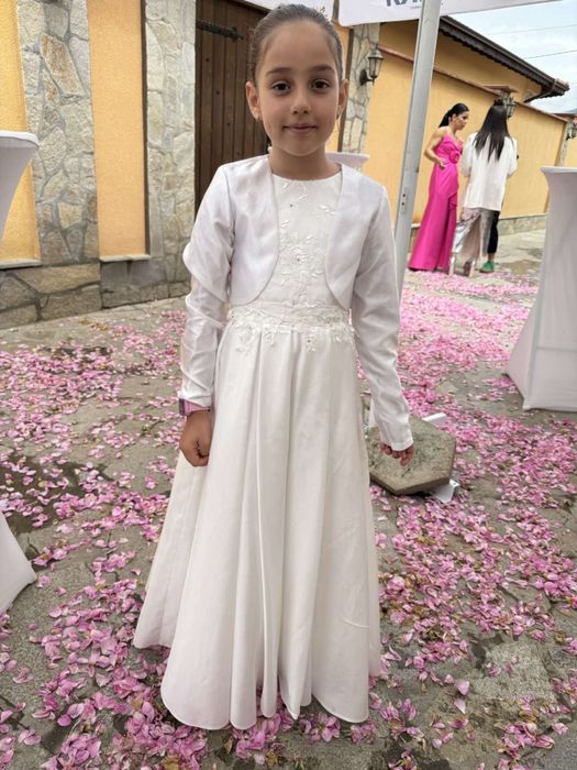 Детска шаферка бяла рокля