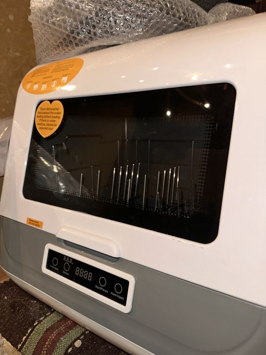 Мини съдомиялна машина, 800W, 6 комплекта, 3 режима, Бял