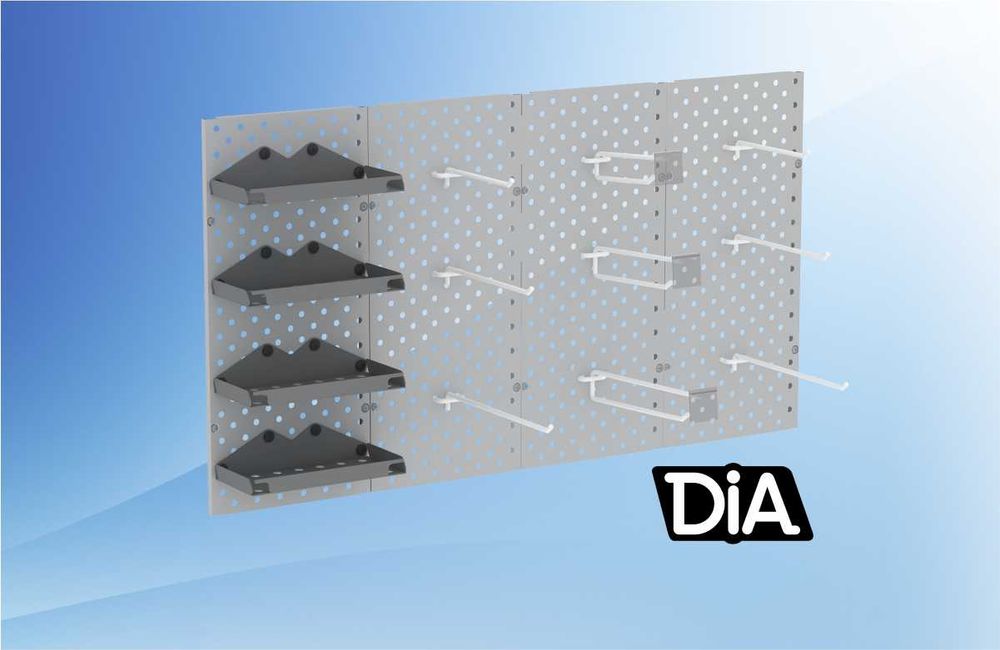 Teshilgan panel, перфопанель, do'konda ilgaklar uchun panel