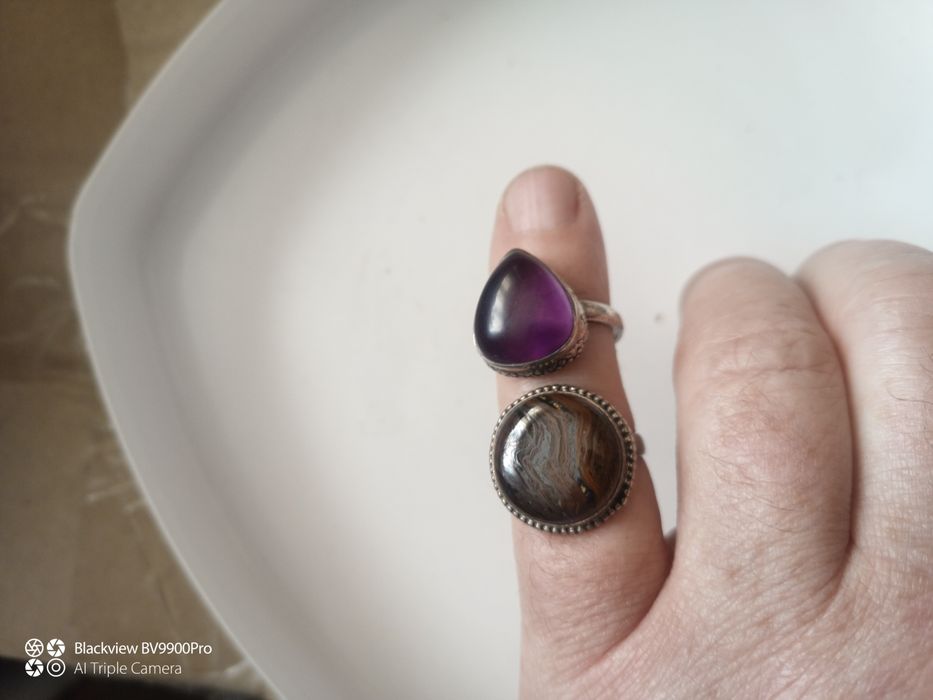 Set doua inele vechi cu  piatra pt dama inox