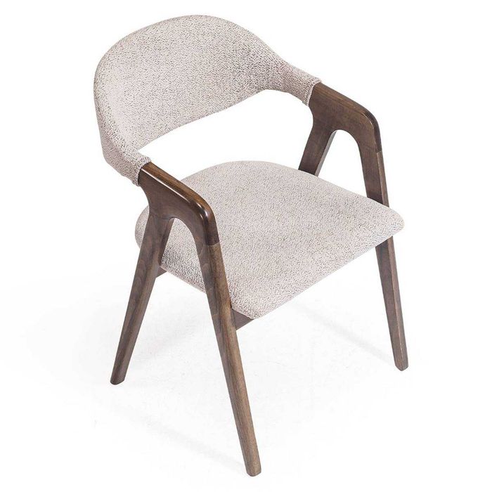 Модерни трапезни столове от масив с текстилна дамаска (2 броя)