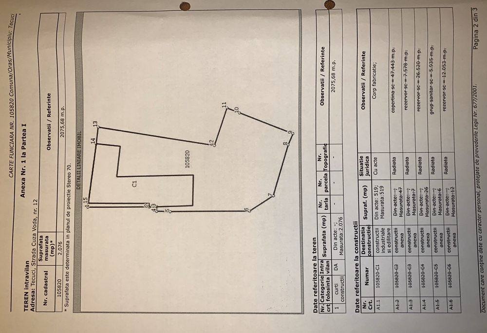 Spatiu comercial + teren Str Cuza Vodă 2076 mp