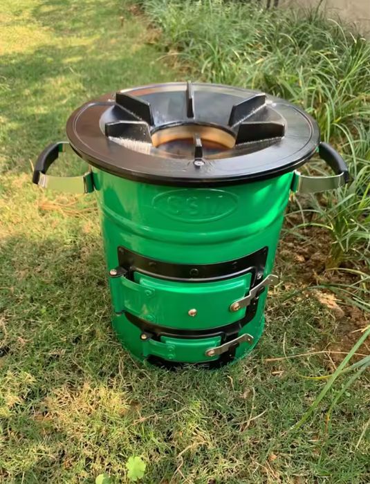 Печка барбекю за готвене на дърва с две ядра
