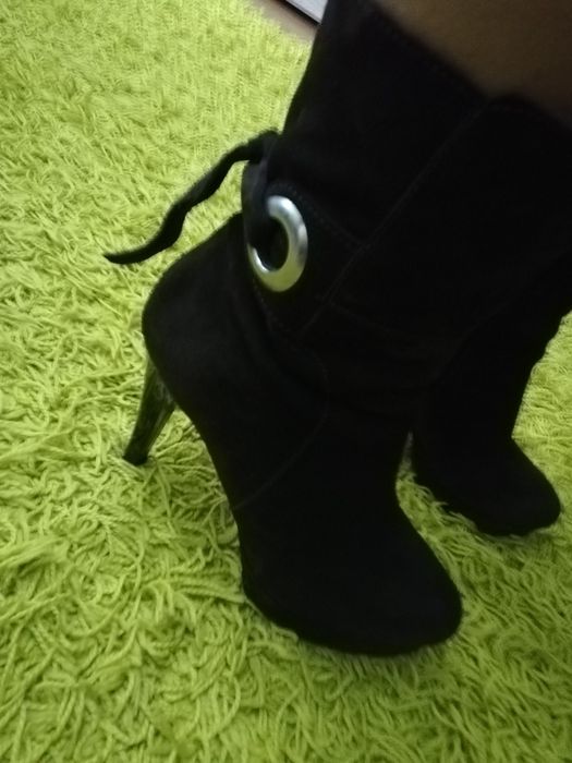 Ghete botine piele intoarsa 36-37 Brun inchis