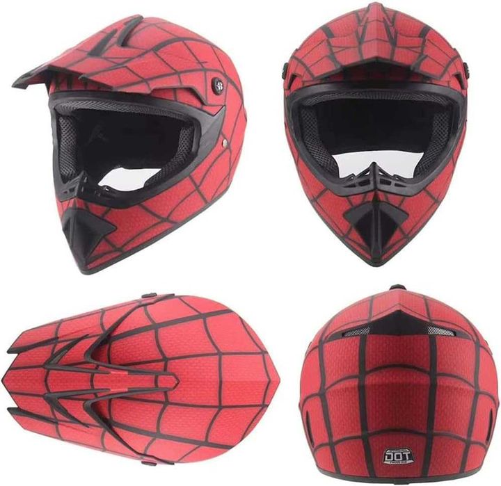 Детска каска очила за мотокрос тротинетка велосипед колело Спайдърмен