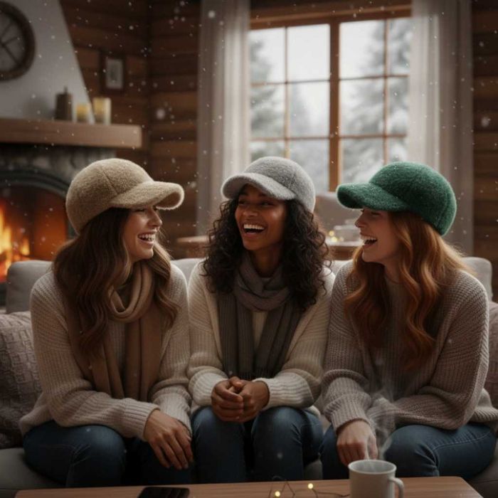 Топла дамска шапка с козирка - пухкав зимен комфорт