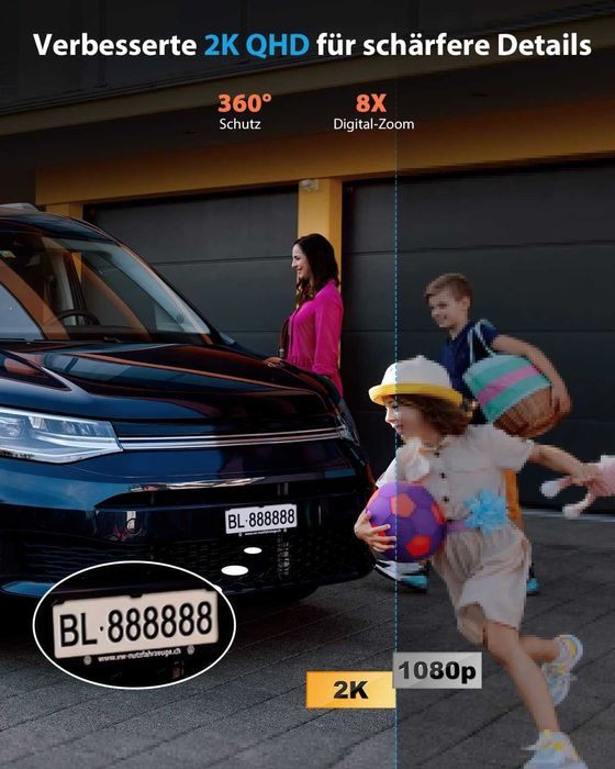 YESKAMO 3MP Ultra HD акумулаторна WiFi камера със соларен панел